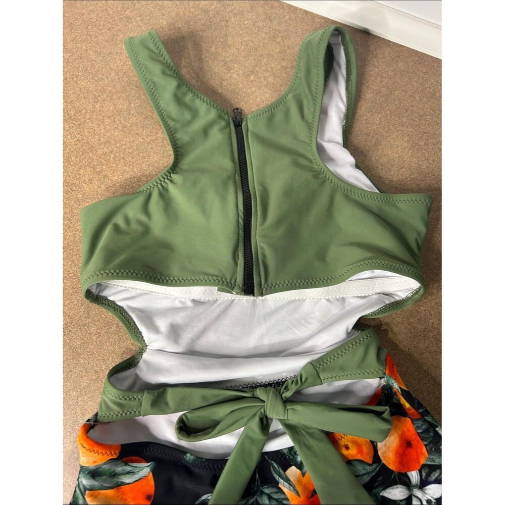 Cupshe Olive Green and Orange One-Piece Swimsuit with Citrus Print - Picture 5 of 7
